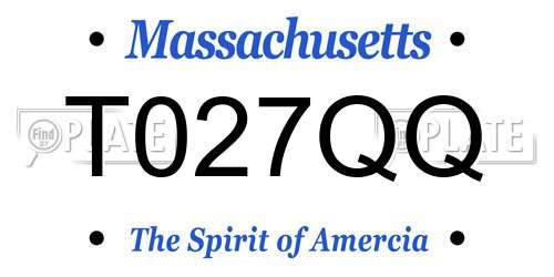 T027QQ Massachusetts License Plate