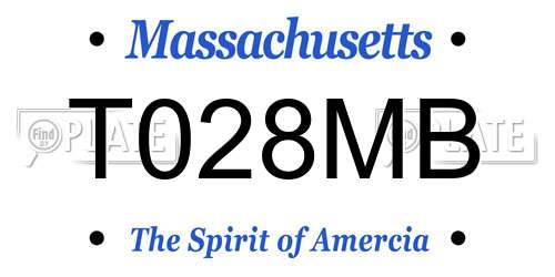 T028MB Massachusetts License Plate