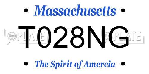 T028NG Massachusetts License Plate