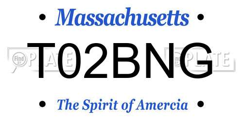 T02BNG Massachusetts License Plate