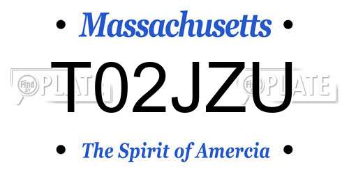 T02JZU Massachusetts License Plate
