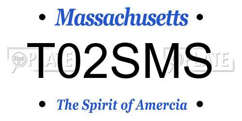 T02SMS Massachusetts License Plate