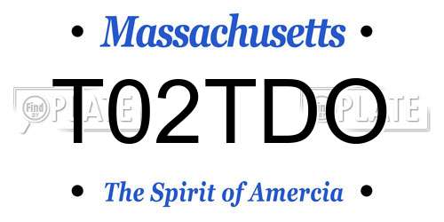 T02TDO Massachusetts License Plate