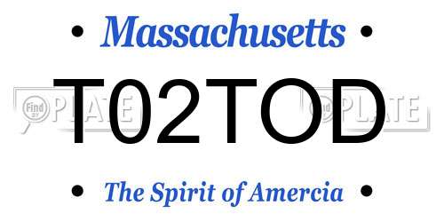 T02TOD Massachusetts License Plate