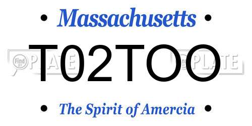 T02TOO Massachusetts License Plate