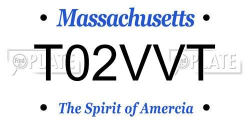 T02VVT Massachusetts License Plate