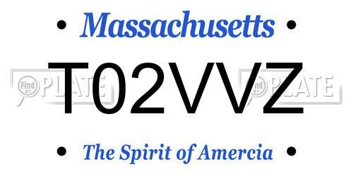 T02VVZ Massachusetts License Plate