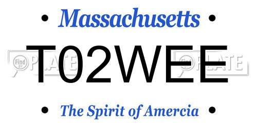 T02WEE Massachusetts License Plate