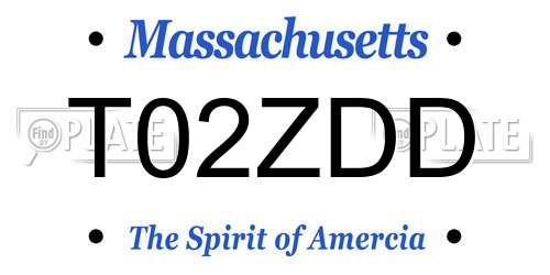 T02ZDD Massachusetts License Plate
