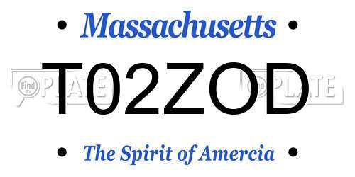 T02ZOD Massachusetts License Plate