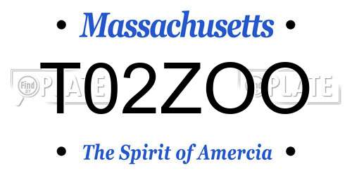 T02ZOO Massachusetts License Plate