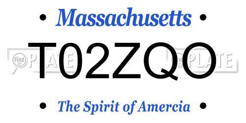T02ZQO Massachusetts License Plate