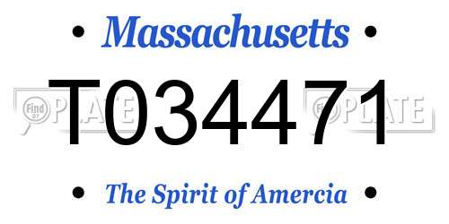 T034471 Massachusetts License Plate