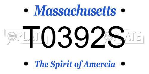 T0392S Massachusetts License Plate