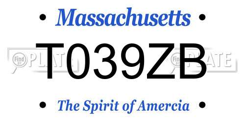 T039ZB Massachusetts License Plate