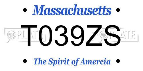 T039ZS Massachusetts License Plate