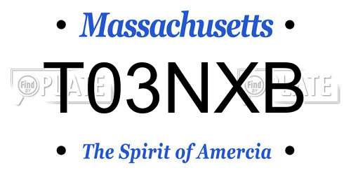 T03NXB Massachusetts License Plate
