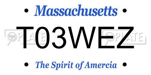T03WEZ Massachusetts License Plate