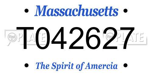 T042627 Massachusetts License Plate