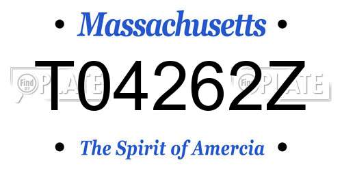 T04262Z Massachusetts License Plate
