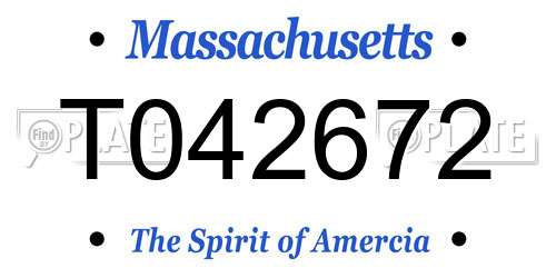 T042672 Massachusetts License Plate