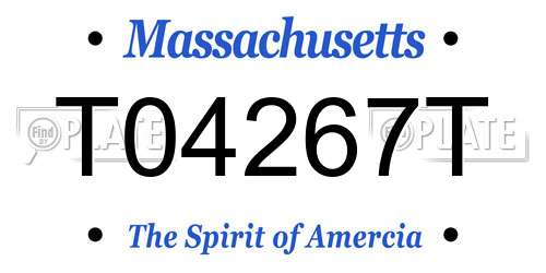 T04267T Massachusetts License Plate