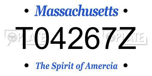 T04267Z Massachusetts License Plate
