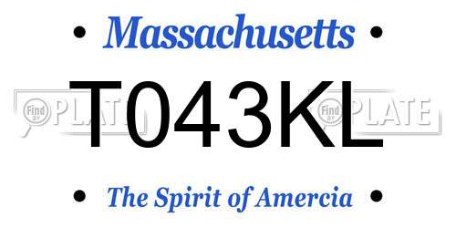 T043KL Massachusetts License Plate