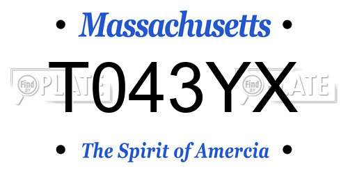 T043YX Massachusetts License Plate