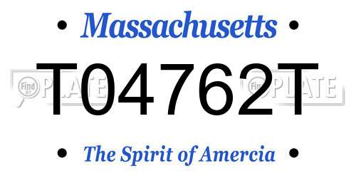 T04762T Massachusetts License Plate