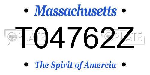 T04762Z Massachusetts License Plate