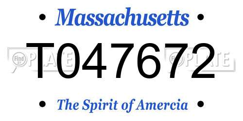 T047672 Massachusetts License Plate