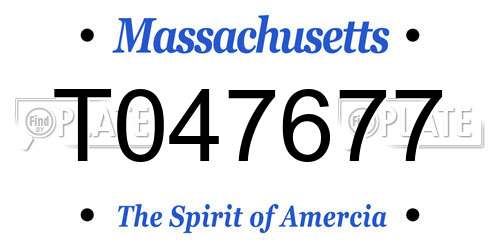 T047677 Massachusetts License Plate