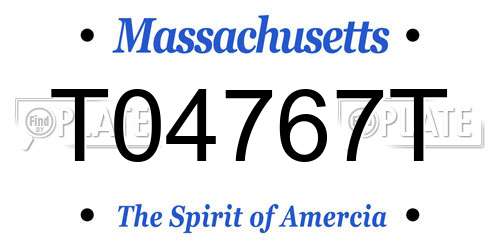 T04767T Massachusetts License Plate