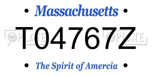 T04767Z Massachusetts License Plate