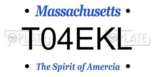 T04EKL Massachusetts License Plate