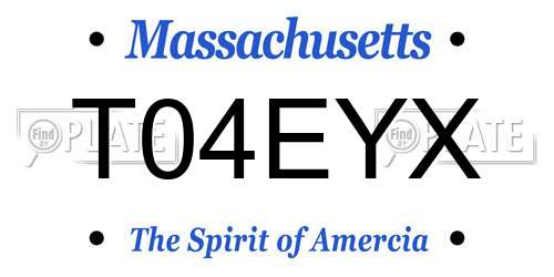 T04EYX Massachusetts License Plate
