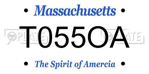 T055OA Massachusetts License Plate
