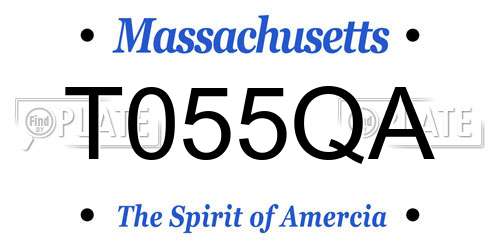 T055QA Massachusetts License Plate