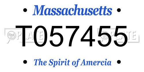 T057455 Massachusetts License Plate