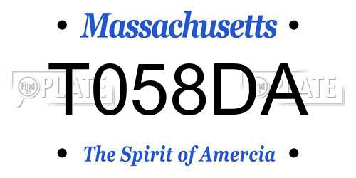 T058DA Massachusetts License Plate