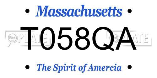 T058QA Massachusetts License Plate