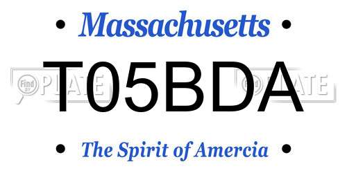 T05BDA Massachusetts License Plate