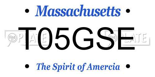 T05GSE Massachusetts License Plate
