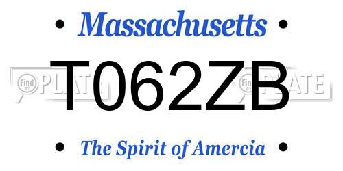 T062ZB Massachusetts License Plate