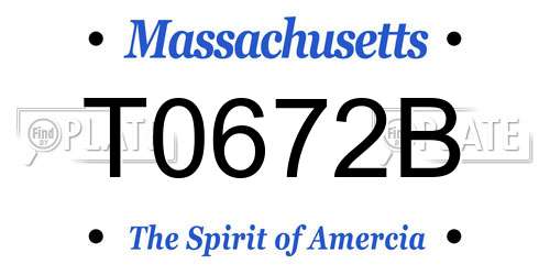 T0672B Massachusetts License Plate