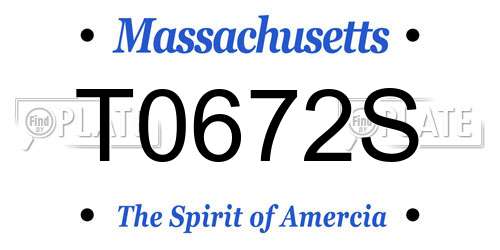 T0672S Massachusetts License Plate