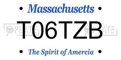 T06TZB Massachusetts License Plate