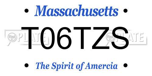 T06TZS Massachusetts License Plate