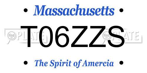 T06ZZS Massachusetts License Plate